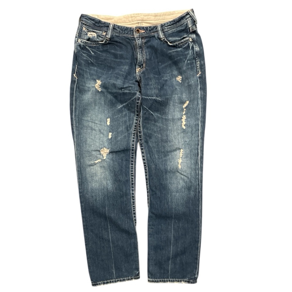BRAPPERS W30” distressed blue boyfriend lower rise straight leg jeans vintage